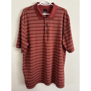 Greg Norman ML75 Play Dry Polo Shirt Mens XL Red Striped Stretch Golf